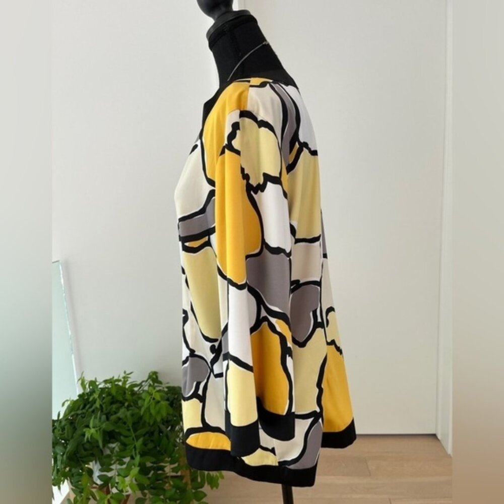 Style & Co Flowy Button Front Blouse Yellow Cream… - image 3